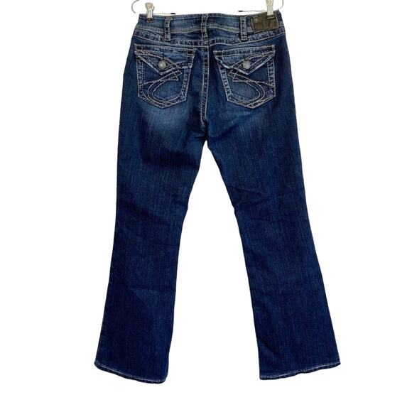 Silver Suki Surplus Jeans Flap Pocket Bootcut Women Sz 30 Mid Rise Embroidered - Picture 3 of 14